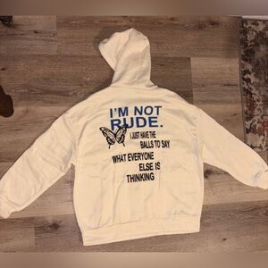 SHEIN MOOSTA Slogan & Butterfly Graphic Kangaroo Pocket Drop Shoulder Hoodie